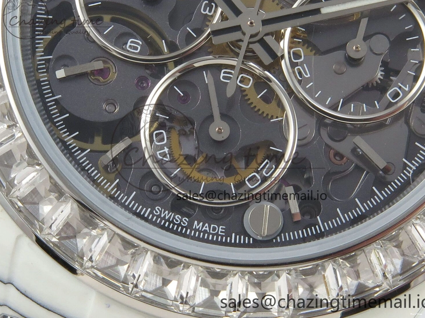 MiroTime 0110 Daytona Cosmograph White Carbon MPF Best Blaken Skeleton Dial on White Nylon Strap A FreshLook 314